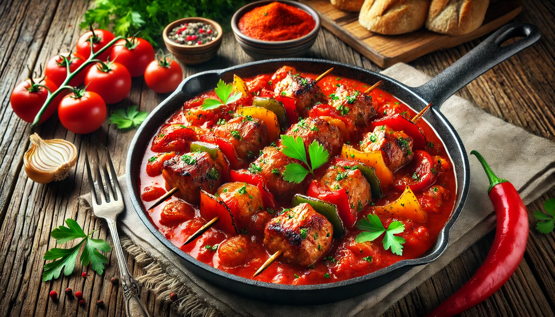 Schaschlik in Tomaten Paprika Sauce