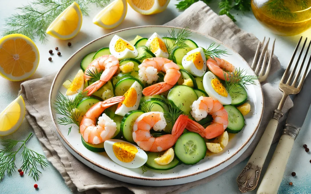 Krabbensalat mit Gurke und leichter Essig-Marinade