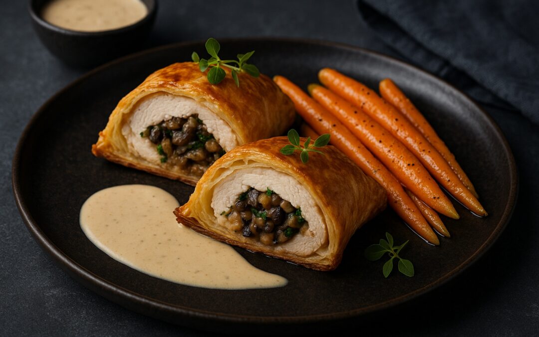 Blätterteigtaschen mit Hähnchen-Pilz-Füllung