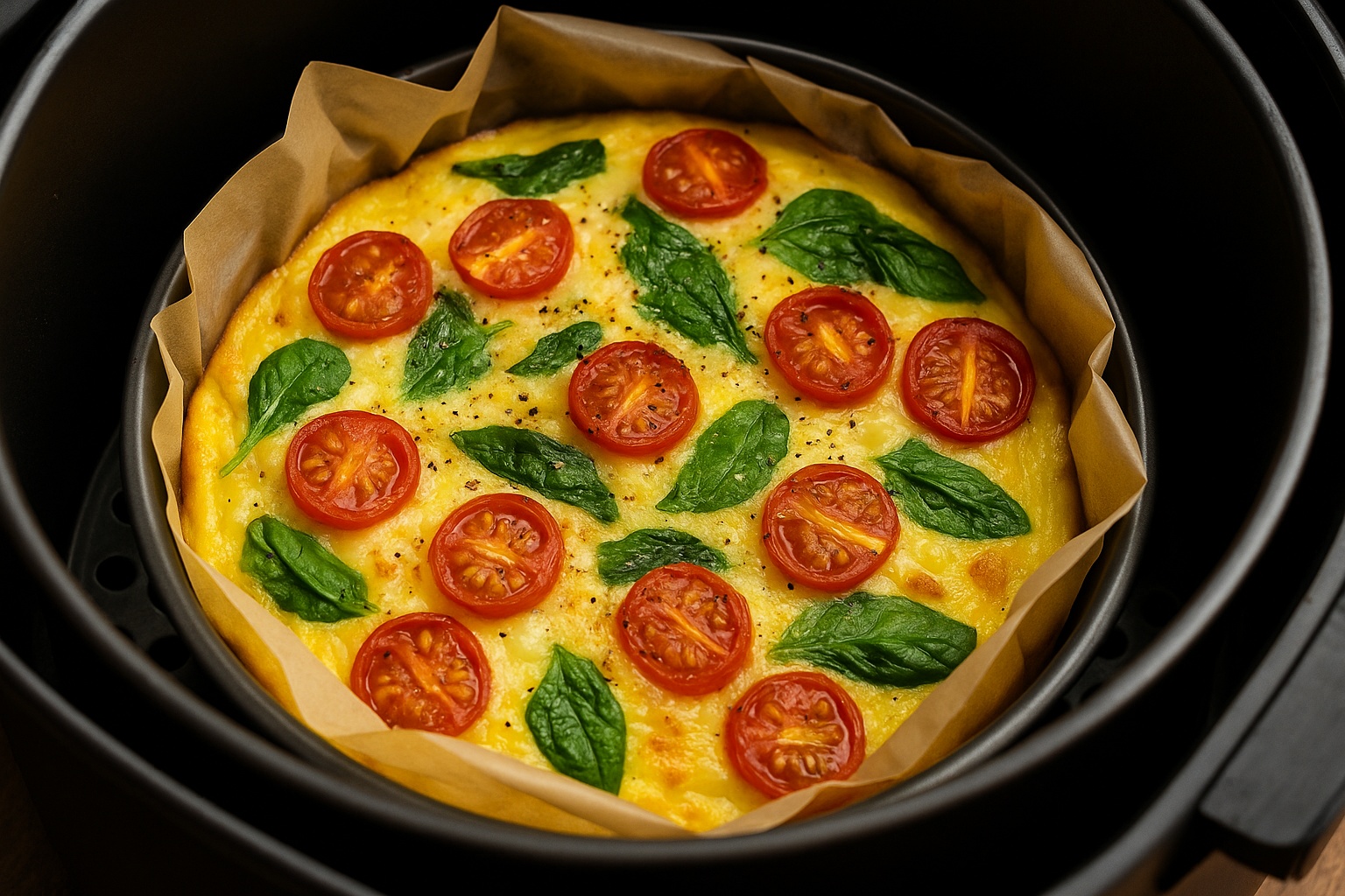 Airfryer-Frittata mit Spinat & Tomaten